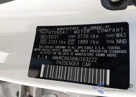 2022 Hyundai Venue Limited из США, поврежденный, VIN KMHRC8A36NU163222